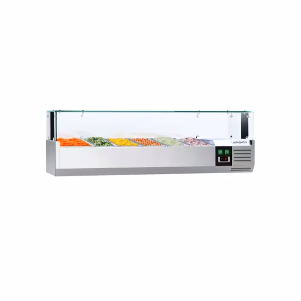 Rashladna nadograđena vitrina PREMIUM sa LED svjetiljkom - 1500x395 mm - 5x GN 1/3 + 1x GN 1/2