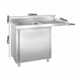 Spülmaschinen-Spülschrank - 1200x700mm - mit 1 Becken links