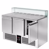 Saladette réfrigérée PREMIUM - 1368mm - 368L - 3 portes - avec vitrine de comptoir pour 8x GN 1/6