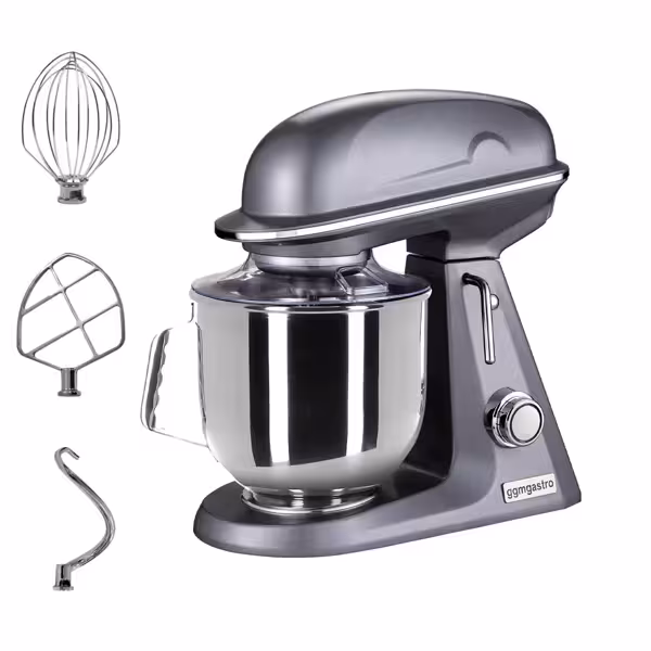 Commercial Countertop Planetary Mixer  - 7L - 350W - incl. 3 attachments - Grey