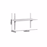 Mensola a parete in acciaio inox PREMIUM - 1400x300mm - con 1 ripiano