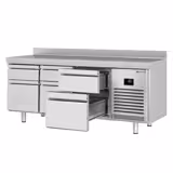Tavolo refrigerato PREMIUM PLUS - 1960x700mm - Ventilata - 465 L - con 6 cassetti - Alzatina