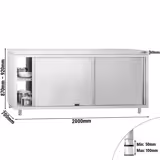 RVS werkkast PREMIUM - 2000mm - met doorgeef
