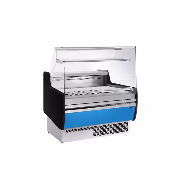 Banco gastronomia professionale - 998x953mm - Ventilata - 110 L - Vetro dritto - Pannello frontale Hellblau - con 1 ripiani