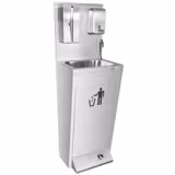 Handwasbak - RVS - met voetpedaal, zeepdispenser, handdoekdispenser