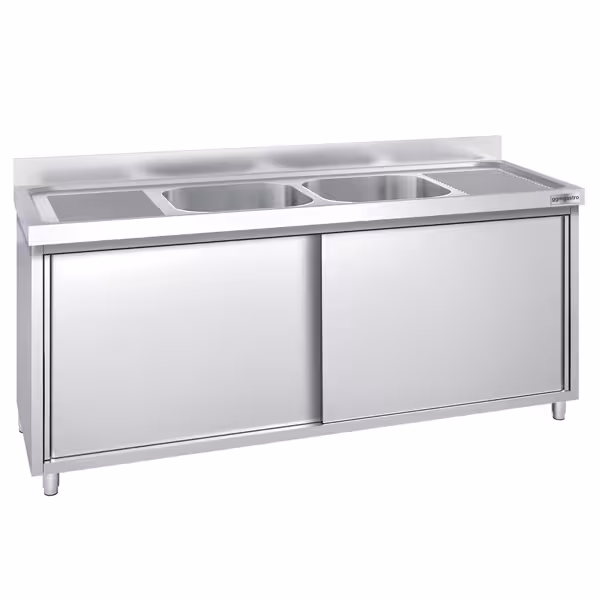 Unidade de pia 2,0m - 2 pias no centro C 40 x L 40 x P 25 cm