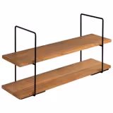 Etagère - PERFECTO LARGE - 2-laags - vierkant - 800x230mm - metalen frame - zwart - met eikenhouten plateaus