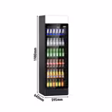 Commercial Beverage Display Fridge with Illuminated Canopy - 595mm - 145 Litres - with 1 hinged glass door - LED lighting - digital controller with temperature display - Black - Temperature range 2 to 10 °C