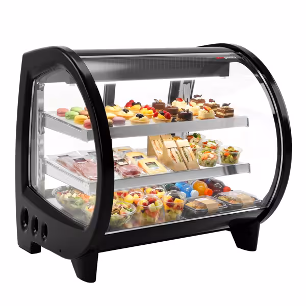 Countertop display fridge - 188L - 718mm - Double glazing - square - with 2 shelves - rear sliding glass doors