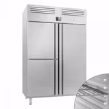 Upright Fridge Stainless steel PREMIUM PLUS - GN 2/1 - 1240L - with 1 door & 2 half doors