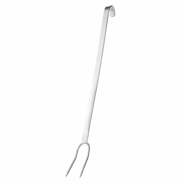 (4 pz) Forchettone da carne - a 2 punte - Lunghezza: 700mm - Extra lungo - acciaio inox