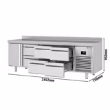 Stół chłodniczy PREMIUM PLUS - 2452x700mm - 625L - z 1 drzwiami - z 6 szufladami - z rantem