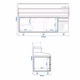 Pizza Hazırlık Tezgahı Premium PLUS - 2305x800mm -2 Kapılı & 2 Çekmeceli - Soğutmalı vitrin dahil -11x GN 1/4