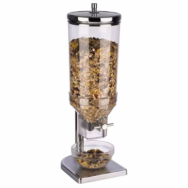 Müslidispenser - FRESH+EASY - 1 plastbehållare - 4,5 l - ställ i rostfritt stål - vridvred