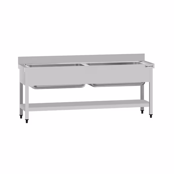 Topfspültisch ECO - 1800x700mm - mit Grundboden & 2 Becken