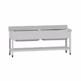 Plonge à marmites en inox ECO - 1800x700mm - avec étagère basse & 2 bacs