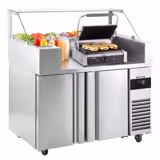 Zubereitungstisch - 1210mm - 2 Türen - für 9x GN 1/6 - inkl. Kontaktgrill