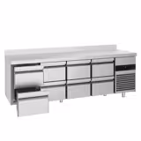 Kylbänk PREMIUM - 2330x700 mm - 632 l - med 8 lådor - med bakkant