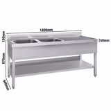 Spültisch ECO - 1800x600mm - mit Grundboden - mit 2 Becken links