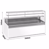 Banco pasticceria refrigerato - 2560x985mm - Statica - Vetro dritto - 4 porte - con 2 ripiani