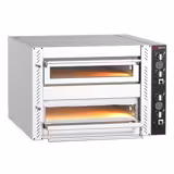 Horno para pizza eléctrico - 2 cámaras - piedra refractaria - 6+6x Ø30cm - 400V - Manual - hasta 450°C