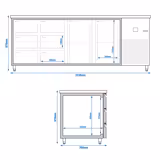 Table réfrigérée PREMIUM - 2330 x 700 mm - avec 2 portes - 6 tiroirs