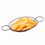 (5 szt.) Koszyk do serwowania SNACKHOLDER - ze stali nierdzewnej - owalny - 280x200mm - z miseczką na sos