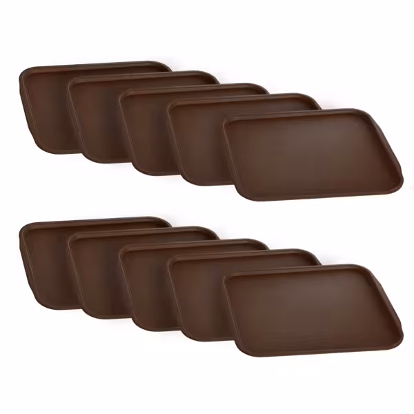 (10 stuks) Dienblad - Polypropyleen - 46x36cm - hoogte: 20mm - Bruin - antislip-oppervlak