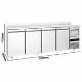 Mesa de refrigeração de bebidas de bar 2,69 m - com 4 portas, suporte e aldrava para café