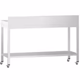 Edelstahl Arbeitstisch PREMIUM - 1500x800mm - mit Grundboden, Aufkantung & Rollen