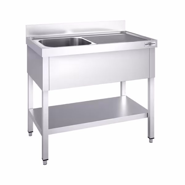 Stół zlewozmywakowy PREMIUM - 1000x600 mm - z półką dolną i 1 zlewem po lewej stronie