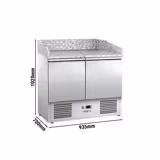Saladetă / masă rece  ECO - 0,9 x 0,7 m - cu 2 uși și blat din granit
