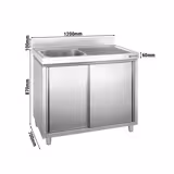 Lavello armadiato PREMIUM - in acciaio inox - 1200x700mm - 1 vasca a sinistra
