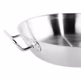 Pánev na paellu - nerezová ocel - 10,1 l - Ø 400 mm - Výška: 80 mm - sendvičové dno, ergonomická rukojeť, vhodné do trouby/salamandru - vhodné pro indukci, plyn, sklokeramiku, elektrický sporák