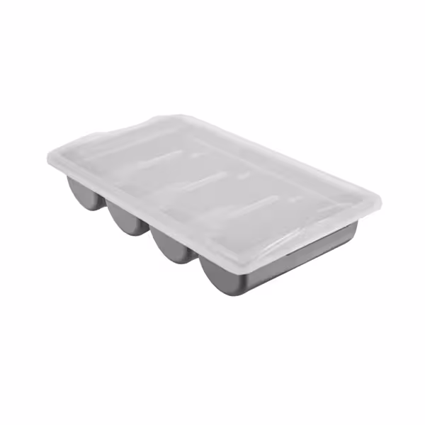 Bestekbak - met 4 vakken - incl. deksel - polypropyleen - grijs - 537x301mm - hoogte: 120mm