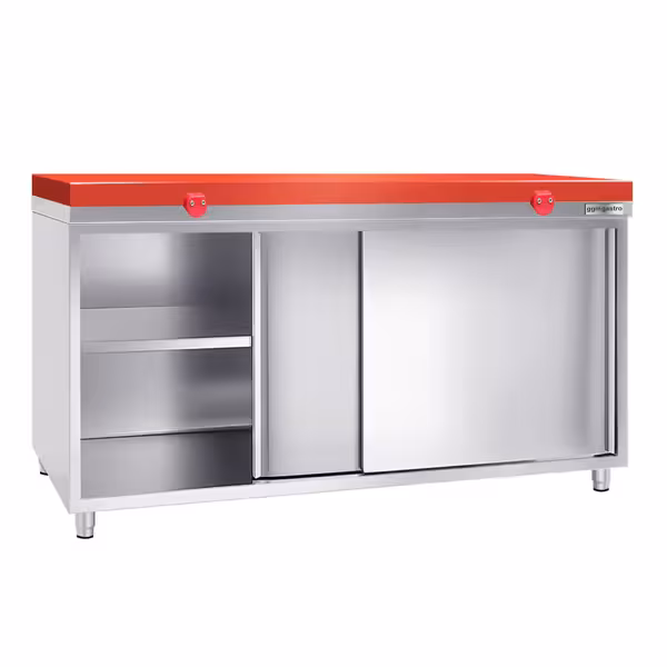 Roestvrijstalen werkkast PREMIUM - 1800x800mm - met schuifdeur zonder achterwand incl. snijplank