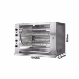 شواية دجاج غاز دوّارة تجارية - باب زجاجي مقاوم للحرارة - 37.2 kW - مع 8 أسياخ - بسعة حتى 48 دجاجة