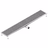 Edelstahl Bodenablauf - 1850x300mm - flache Ausführung & seitlicher Ablauf - Ø 70mm