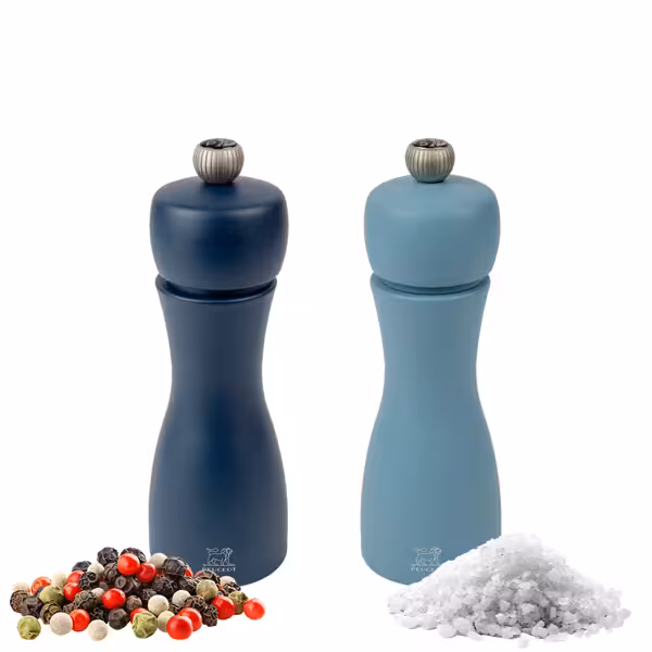 (6 pièces) PEUGEOT | TAHITI LUFT - Moulin à sel & à poivre - Bois - Bleu - Hauteur : 150 mm
