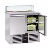 Saladette réfrigérée PREMIUM - 900mm - 240L - 2 portes - avec vitrine de comptoir pour 5x GN 1/6