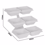 Etagere / Buffet Stand - Metal frame - White - square - Height: 415mm - incl. 6 Melamine bowls 240x240mm - with 3 shelves