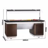 Banco buffet professionale refrigerato DUBLINO - 2000mm - con piano refrigerato - su ruote - Nero | Granito con acciaio inox - Self Service