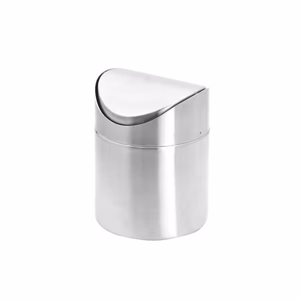 (6 kpl) Pöytäroskis - heilurikansi - 0,7 litraa - 100x100x130 mm - varusteena bajonettisuljin (varma kannen istuvuus) - ruostumaton teräs 18/8