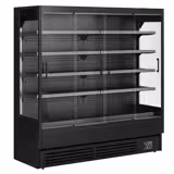 Commercial wall-mounted refrigerated display shelving - 1940 mm - 893 litres - with 4 frameless sliding glass doors and 4 shelves