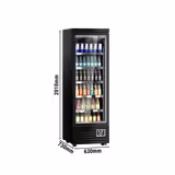 Vitrine murale réfrigérée - 630mm - 443L - avec 1 porte battante vitrée & 5 étagères - arrière fermé - Noir