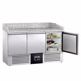 Chladicí stůl na pizzu PREMIUM - 1400x700 mm - se 3 dveřmi - se žulovou pracovní deskou