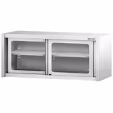 Stainless Steel Wall Cupboard - 1600x400x650mm - with Glass Sliding Doors