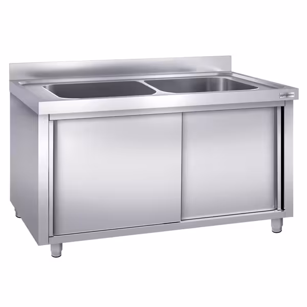 Mueble fregadero para ollas de acero Inox. - 2,0 m - 2 fregaderos L 80 x B 50 x T 35 cm