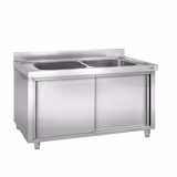 Chiuvetă de spălat oale 2,0 m - 2 cuve - lungime 80 x lăţime 50 x adâncime 35 cm