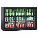 Commercial Back Bar Cooler - 1350mm - 320L - with 3 glass sliding doors - Black